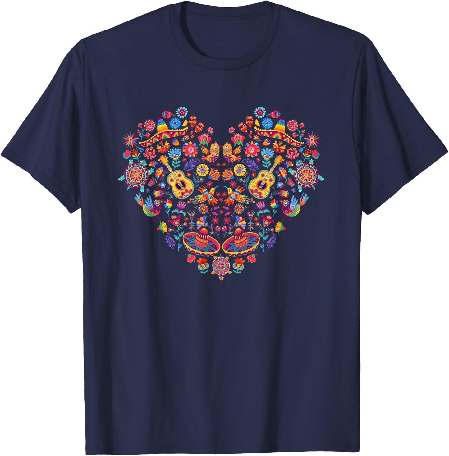 Alebrije, spirit animals, floral colorful design, latin art T-Shirt - T-Shirt | Navy