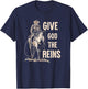 Retro Give God The Reins Cowboy Horse Riding Christian T-Shirt - T-Shirt | Navy