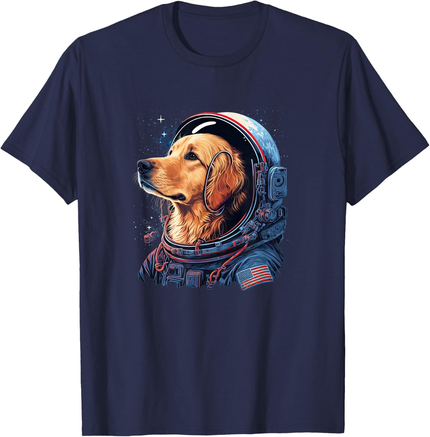 Funny Golden Retriever Astronaut in the space T-Shirt - T-Shirt | Navy