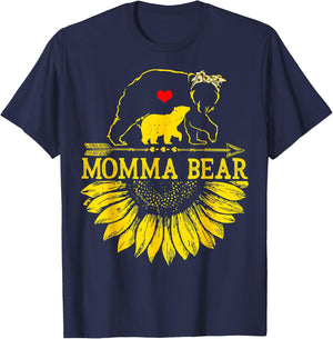 Momma Bear Mothers Day Sunflower Family T-Shirt - T-Shirt | Navy