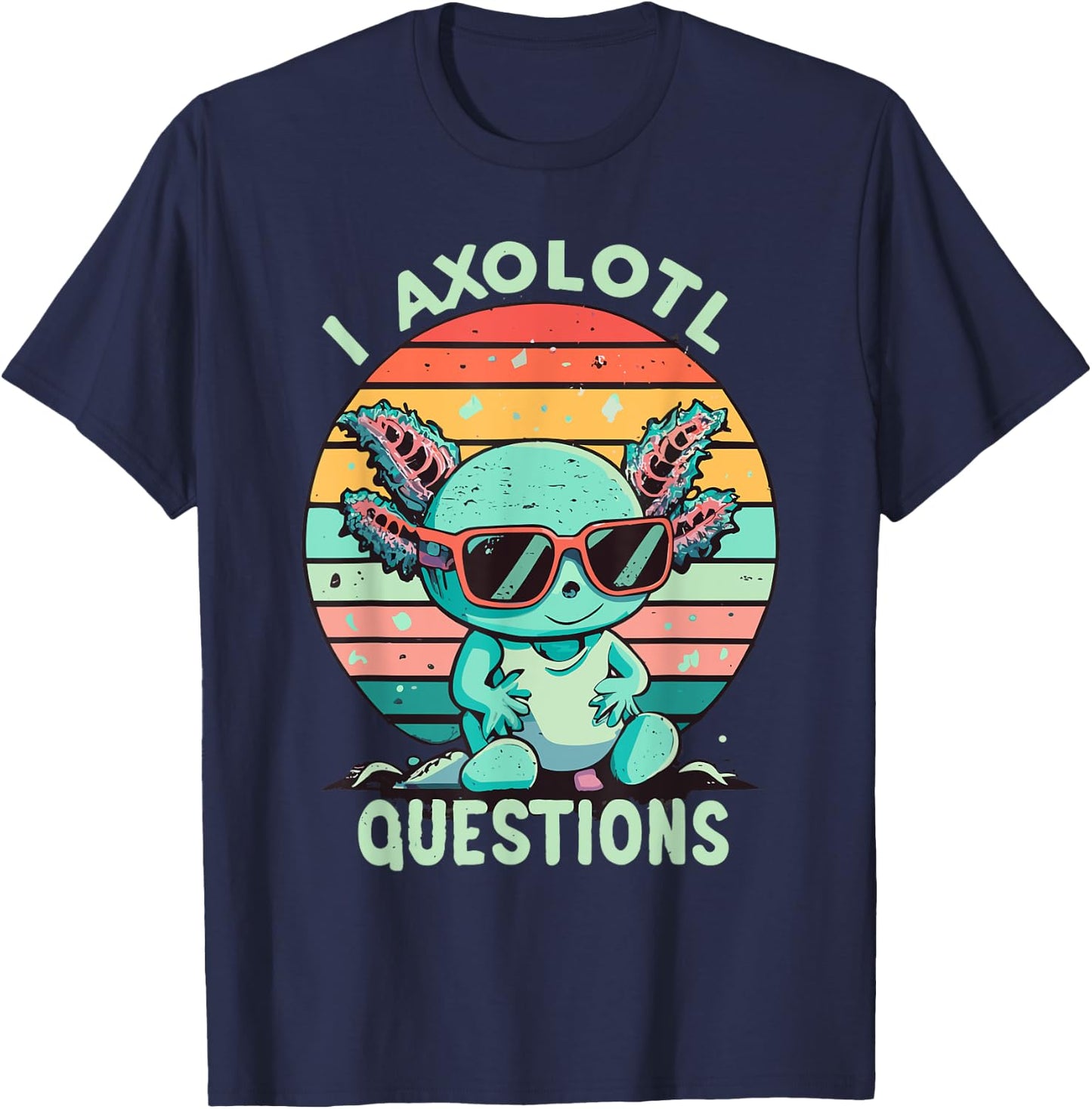 I Axolotl Questions Kids Retro Vintage T-Shirt - T-Shirt | Navy