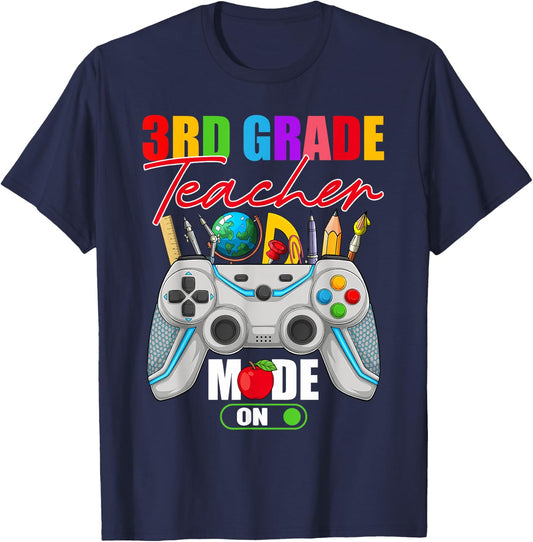 Funny 3rd Grade Teacher Mode On Controller 1st Day Of School T-Shirt - T-Shirt | Navy