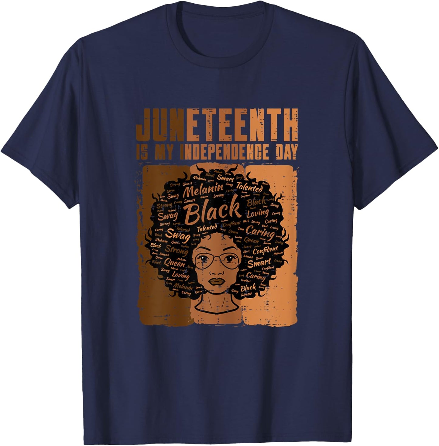 Juneteenth Black Woman Independence Day Melanin Women Girls T-Shirt - T-Shirt | Navy