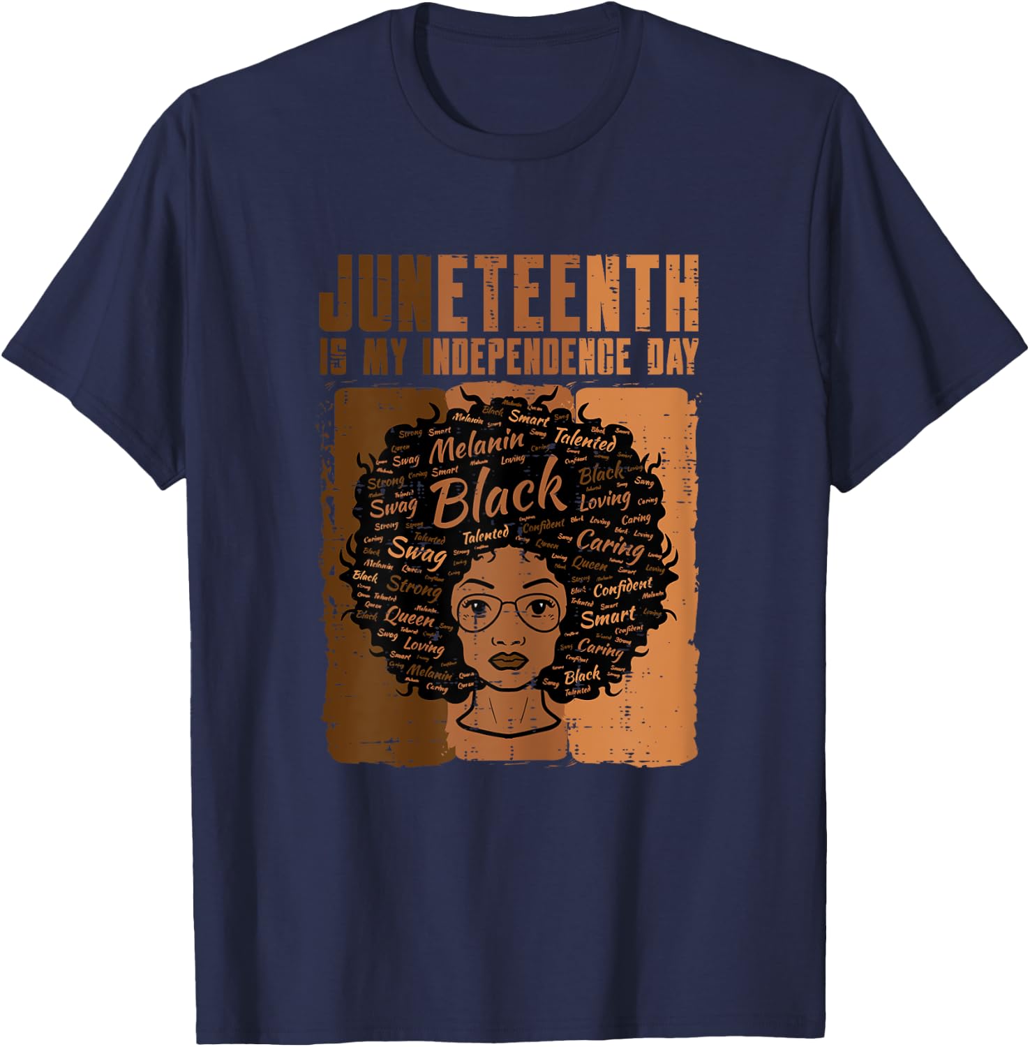 Juneteenth Black Woman Independence Day Melanin Women Girls T-Shirt - T-Shirt | Navy