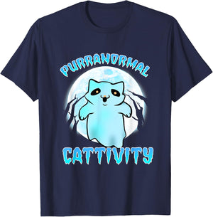 Cat Paranormal Catttivities Phasmophobia T-Shirt - T-Shirt | Navy
