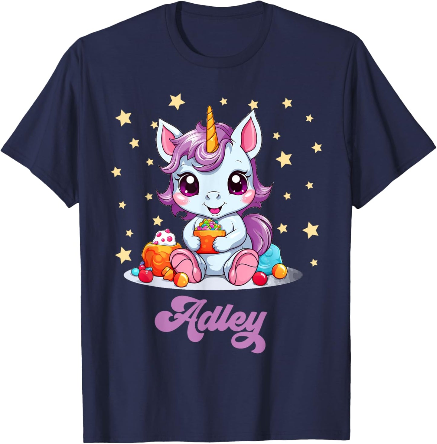 Adley Merch Unicorn Design T-Shirt - T-Shirt | Navy