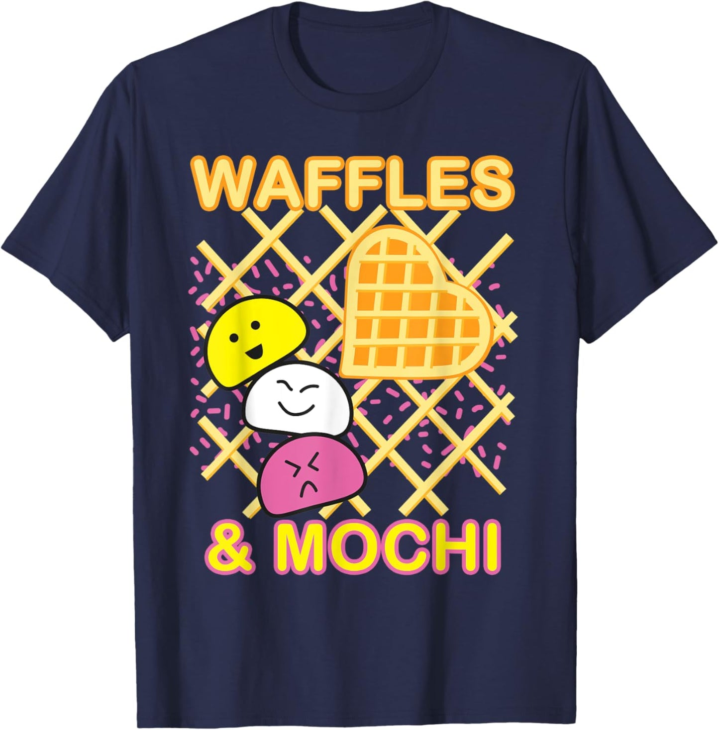 MOCHI and WAFFLES Cute Kawaii Japanese Ice cream Retro 90s Men Women Kids T-Shirt - T-Shirt | Navy
