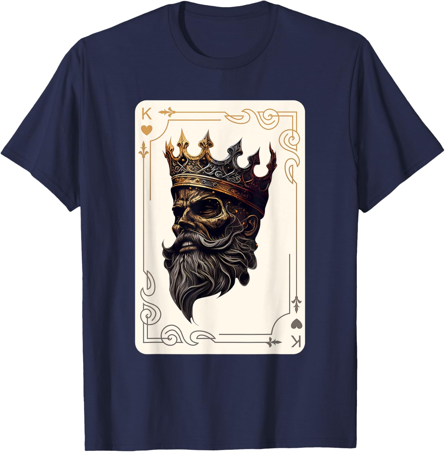 King of Hearts Creepy Card Game Poker Gothic Halloween T-Shirt - T-Shirt | Navy