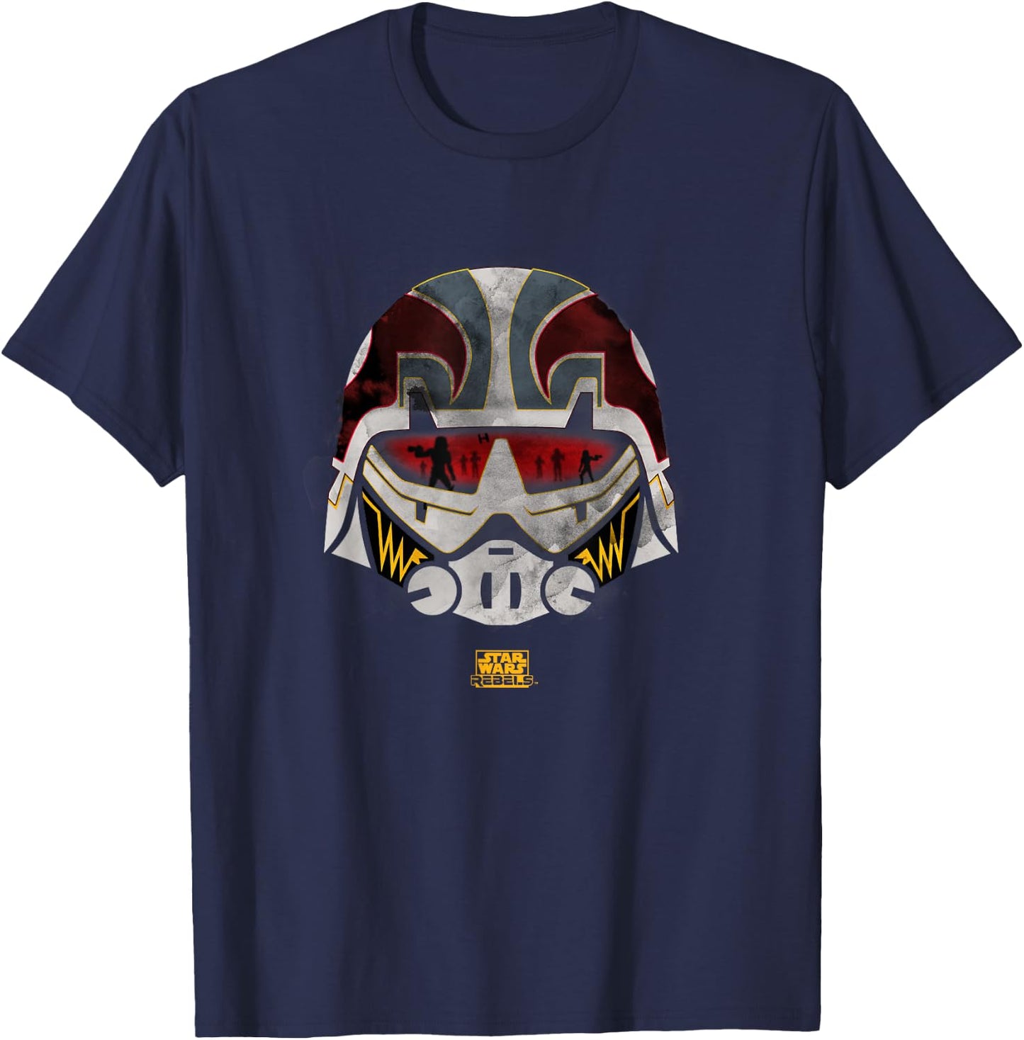 Star Wars Rebels Ezra Bridger Cadet Helmet Distressed Logo T-Shirt - T-Shirt | Navy
