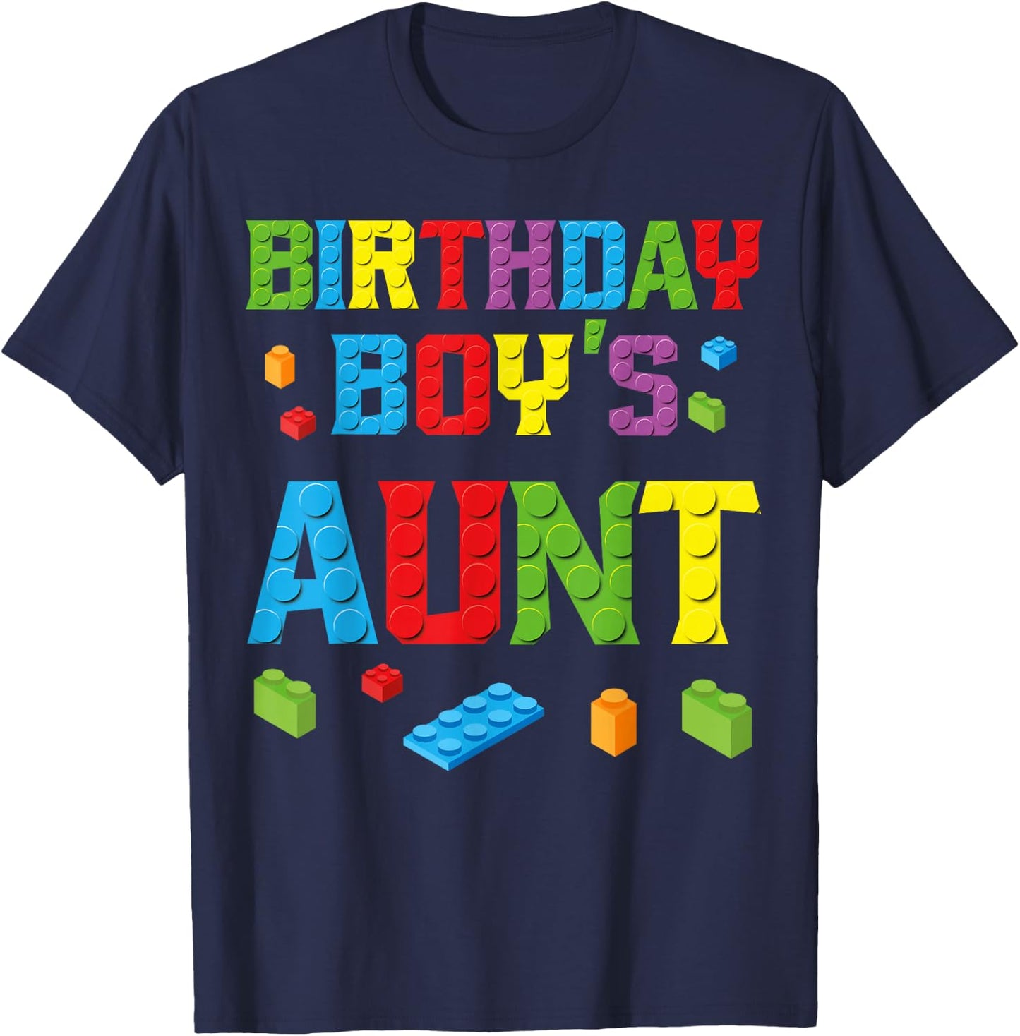 Master Builder Birthday Boy's Aunt Building Bricks Blocks T-Shirt - T-Shirt | Navy
