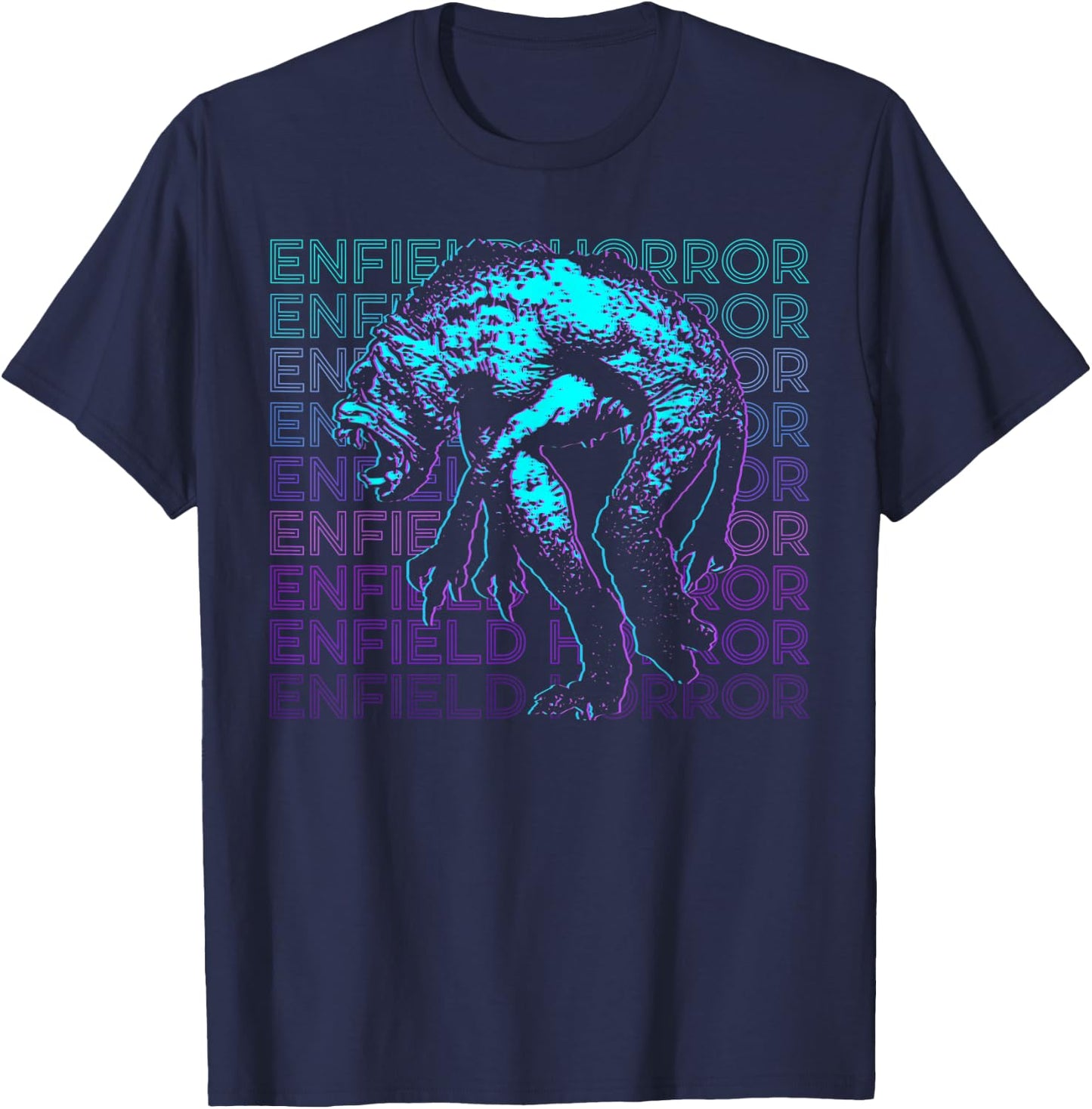 Enfield Horror Cryptid Retro T-Shirt - T-Shirt | Navy