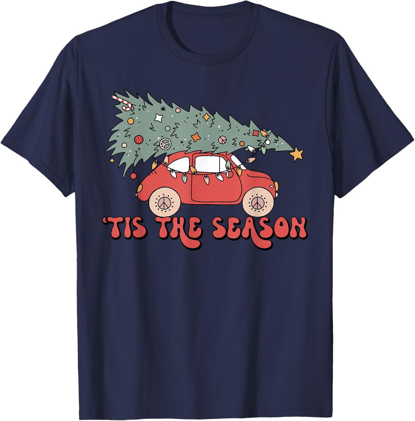 Tis' the Season Christmas Red Truck Matching Pjs Pajamas T-Shirt - T-Shirt | Navy