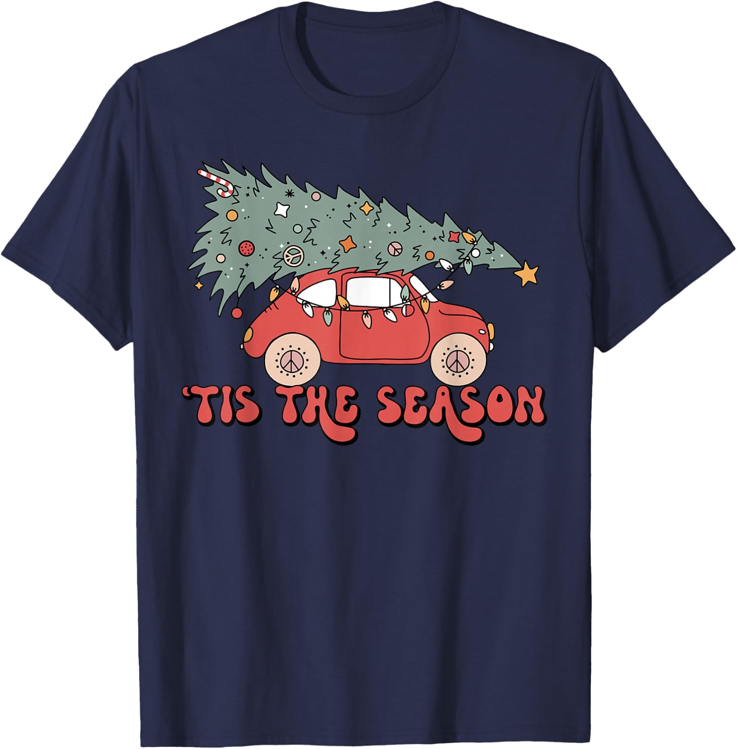 Tis' the Season Christmas Red Truck Matching Pjs Pajamas T-Shirt - T-Shirt | Navy