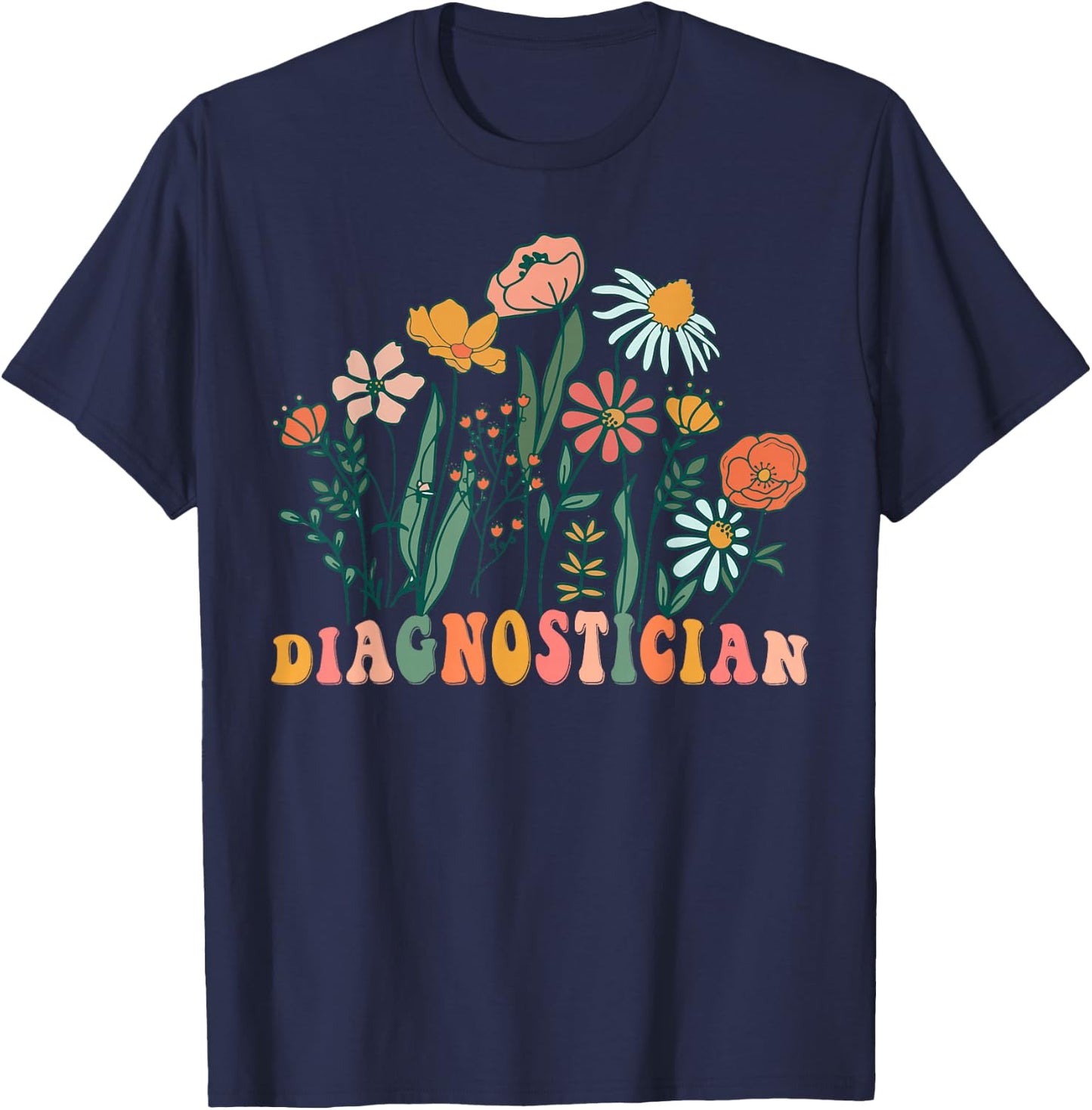Groovy Wildflower Diagnostician T-Shirt - T-Shirt | Navy