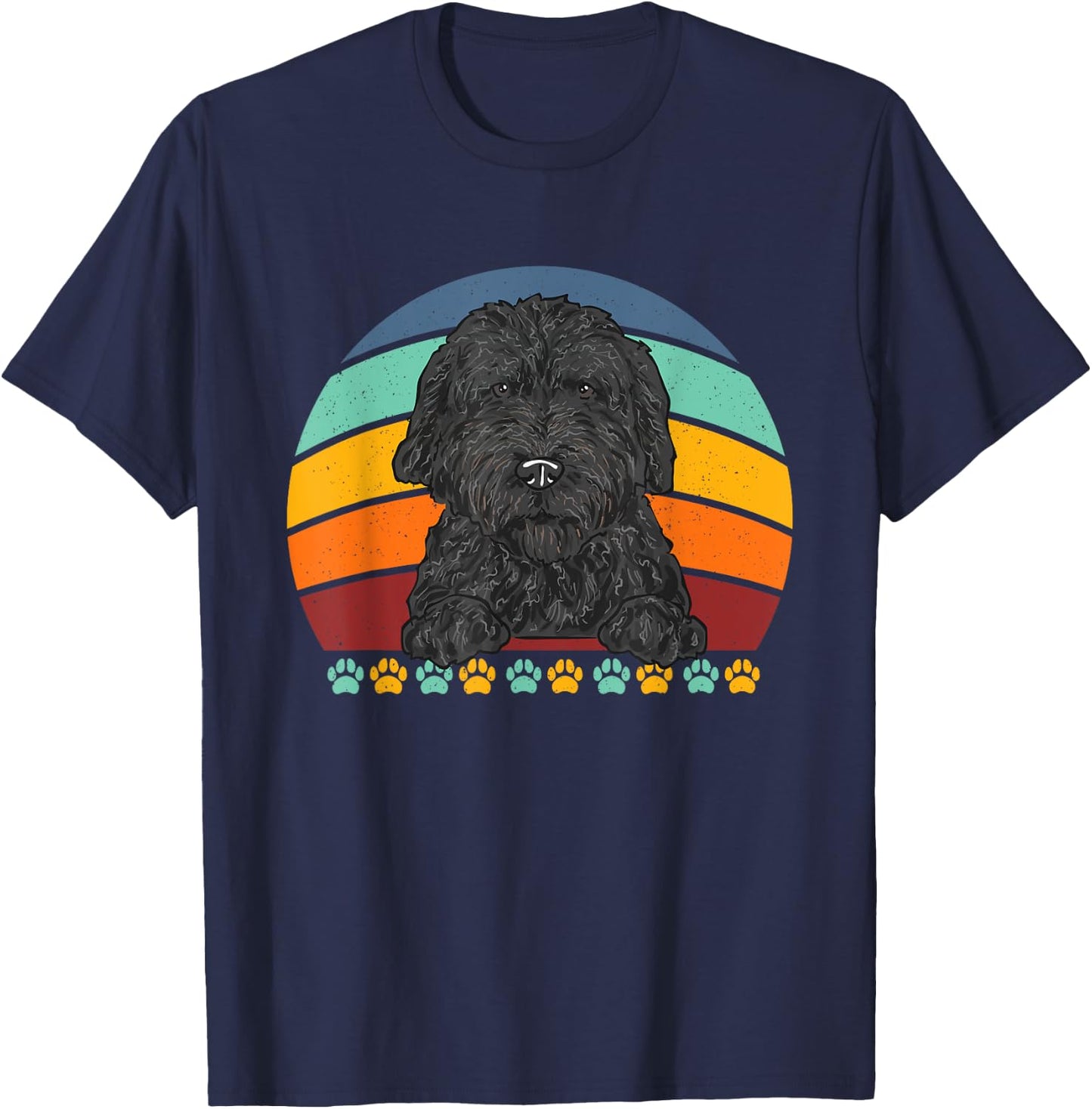 Black Goldendoodle Retro Vintage Dood Doodle Dog T-Shirt - T-Shirt | Navy