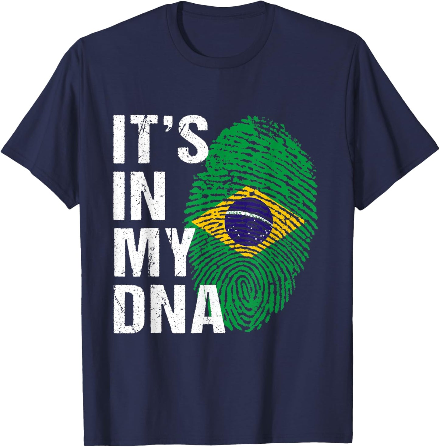 It's in My DNA Brazilian Pride - Brasil Flag men women Kids T-Shirt - T-Shirt | Navy
