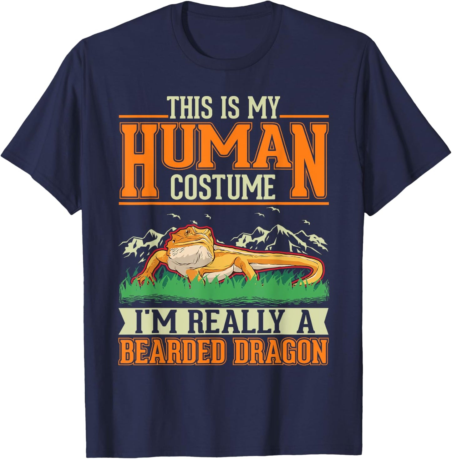 Bearded Dragon Human Costume Halloween Bearded Dragon T-Shirt - T-Shirt | Navy