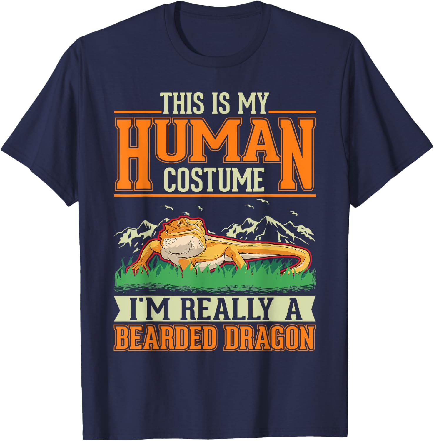 Bearded Dragon Human Costume Halloween Bearded Dragon T-Shirt - T-Shirt | Navy