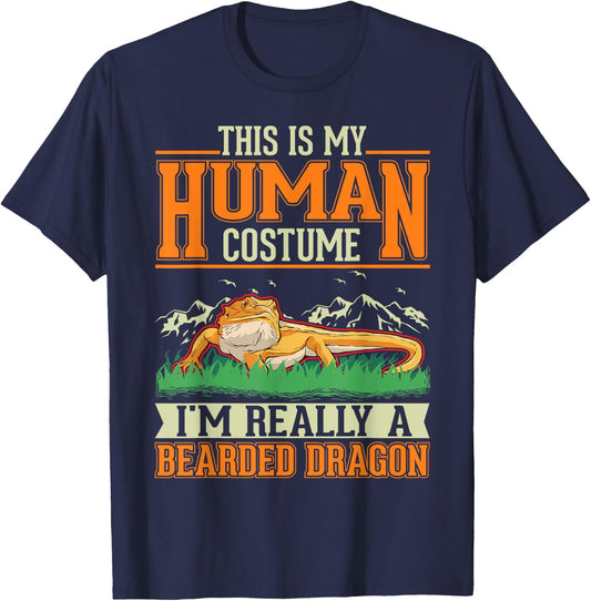 Bearded Dragon Human Costume Halloween Bearded Dragon T-Shirt - T-Shirt | Navy