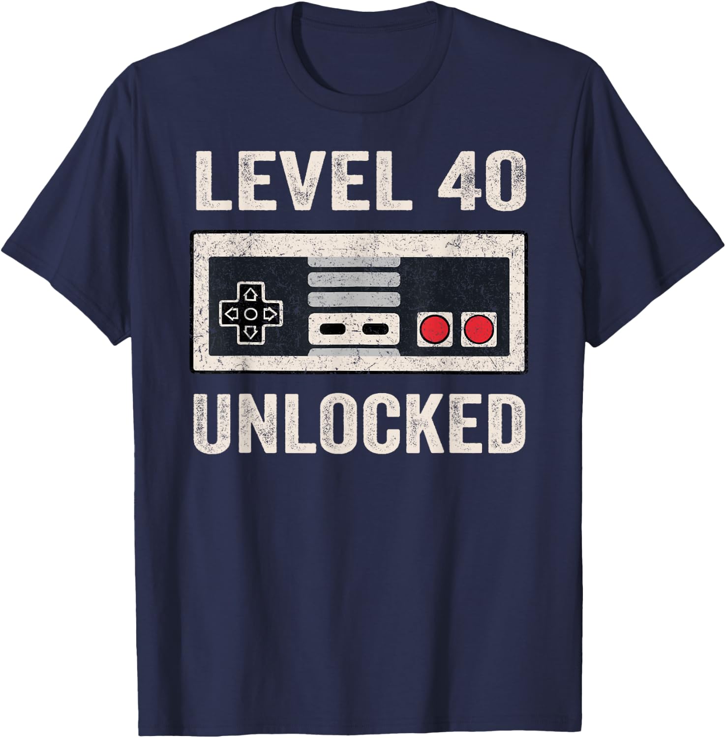 Level 40 Unlocked Video Gamer 40th Birthday Gift T-Shirt - T-Shirt | Navy