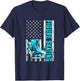Figure Skating Vintage America USA Flag Shoe Figure Skater T-Shirt - T-Shirt | Navy
