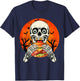 Horror Skeleton Eating Hamburger Halloween Costume Foodies T-Shirt - T-Shirt | Navy