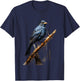 Realistic Blackbird Gift Nature Trees Birds T-Shirt - T-Shirt | Navy