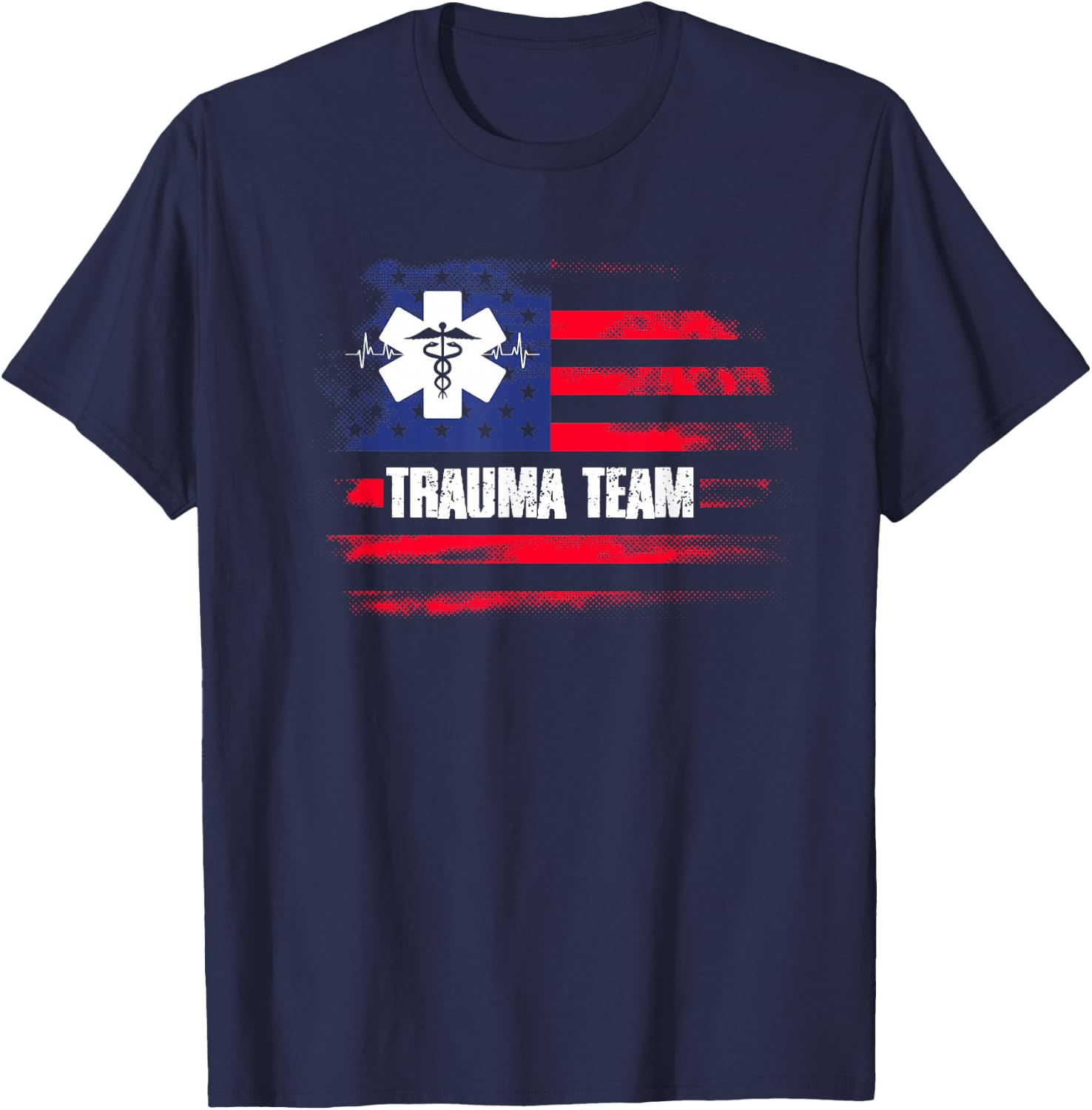 Trauma Team US Flag | Emergency Nurse | Traumatology T-Shirt - T-Shirt | Navy
