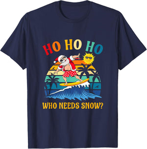 Funny Santa Surfing Summer Beach Vacation Women Kids T-Shirt - T-Shirt | Navy