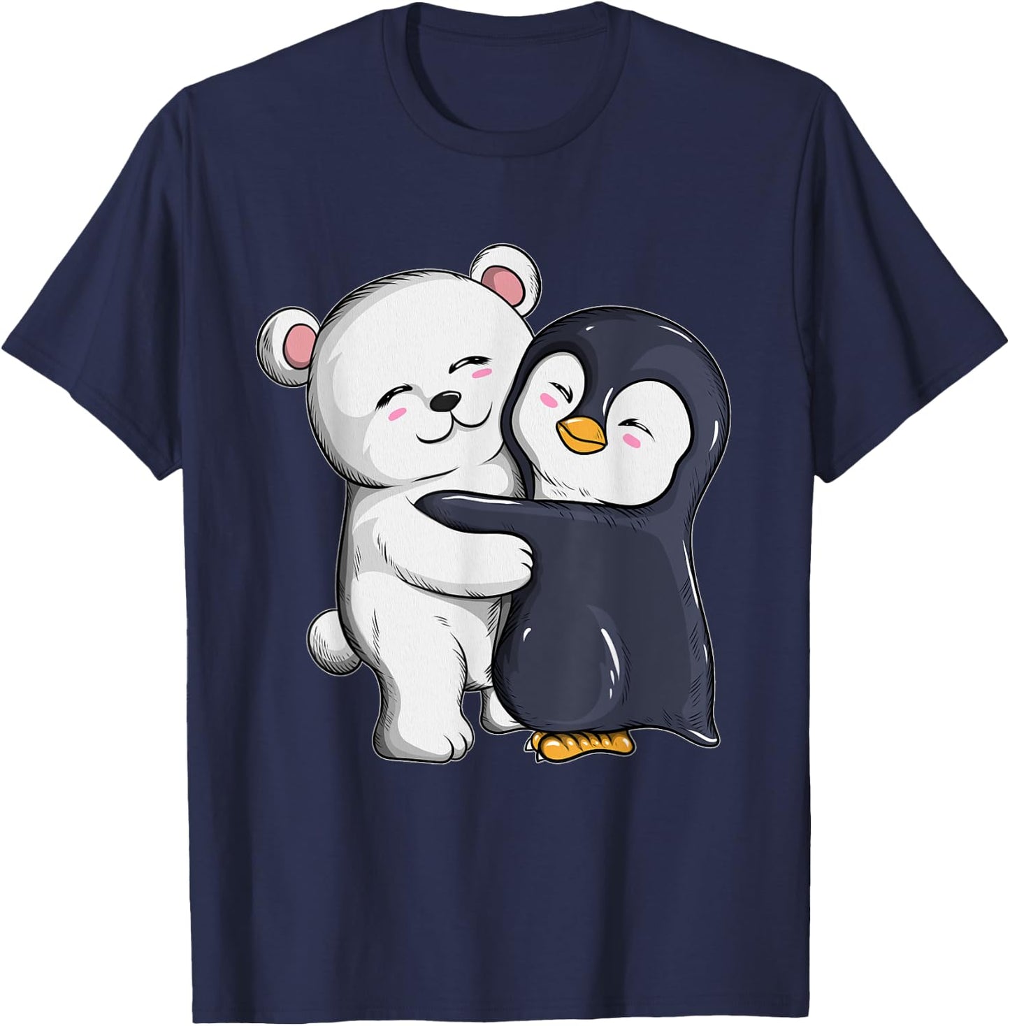 Cute Polar Bear Penguin Hugs Hugs Penguins Polar Bears T-Shirt - T-Shirt | Navy