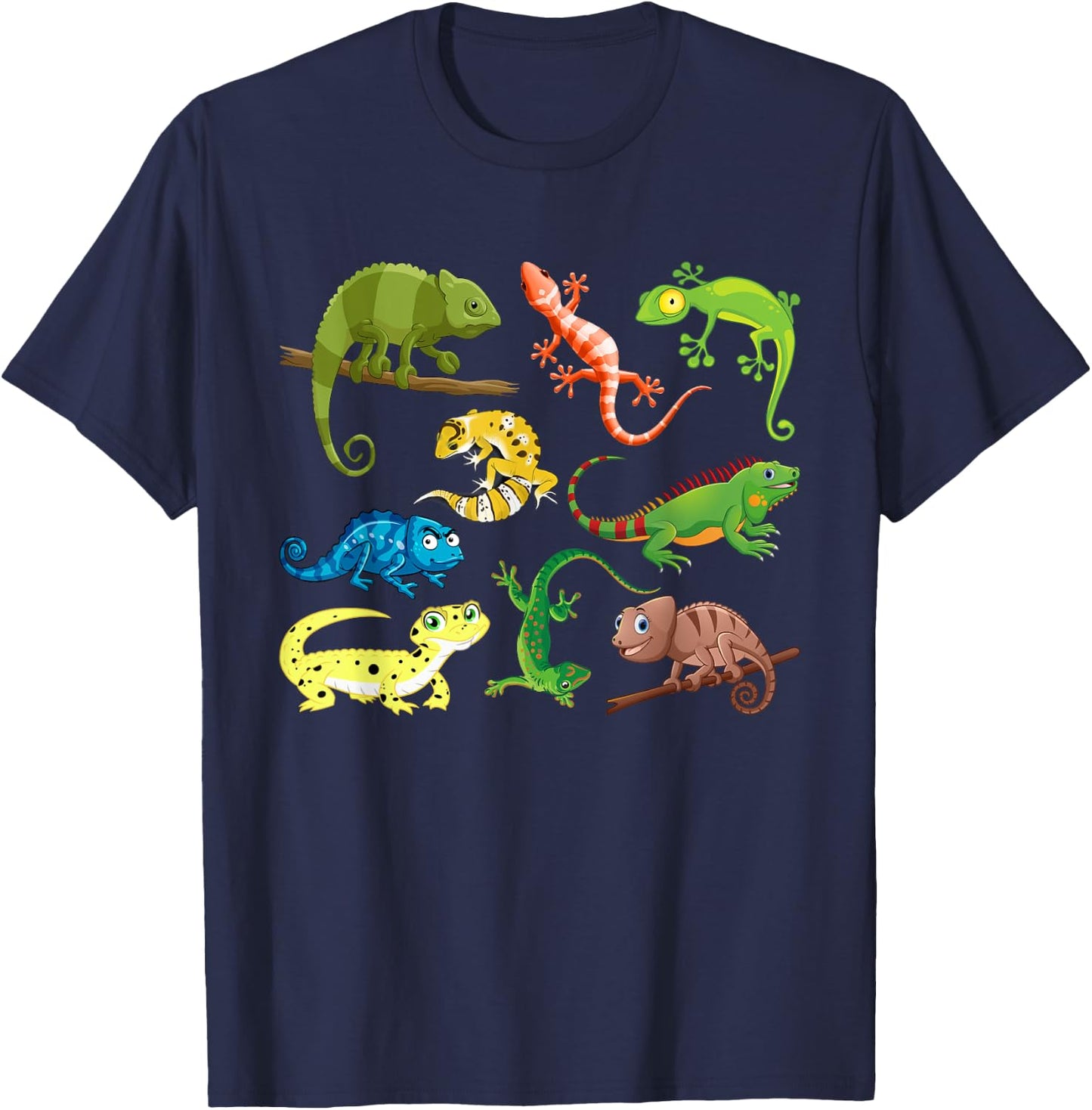 Lizards Collage Reptile Types Of Lizards Cool Lizards Lover T-Shirt - T-Shirt | Navy
