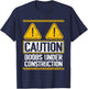 Caution Boobs Under Construction Funny Breast Cancer T-Shirt - T-Shirt | Navy