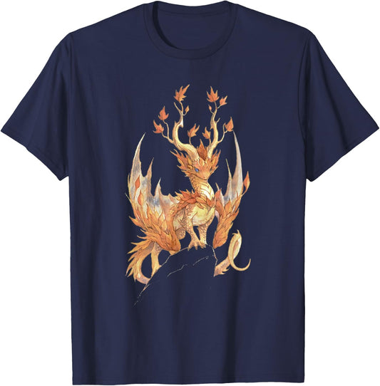 Fall Dragon Leaves Autumn Dragon Lover T-Shirt - T-Shirt | Navy