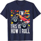 Kids 5 Year Old Building Blocks Monster Truck 5th Birthday Boy T-Shirt - T-Shirt | Navy