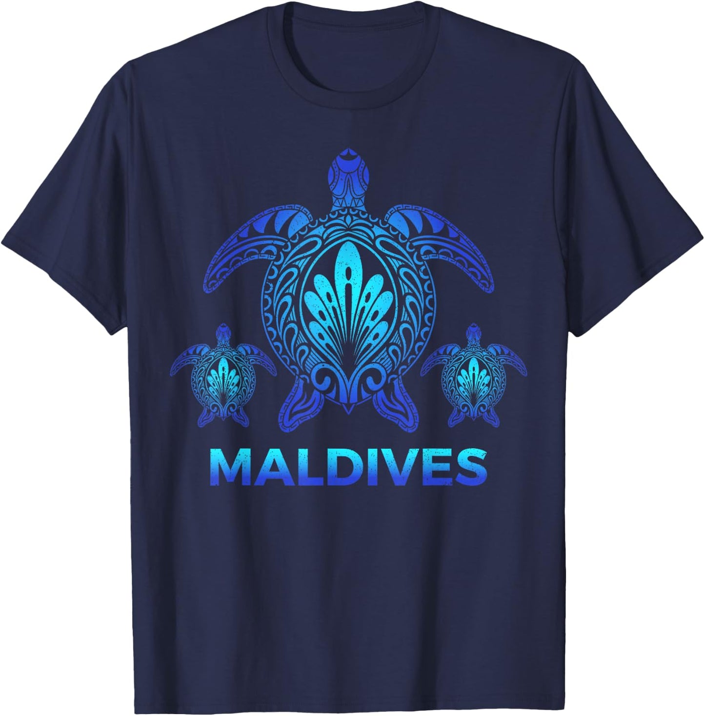 Vintage Maldives Ocean Blue Sea Turtle Souvenirs T-Shirt - T-Shirt | Navy