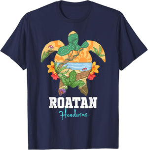 Roatan Bay Islands Honduras Turtle Souvenir T-Shirt - T-Shirt | Navy
