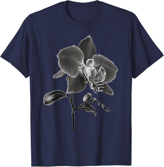 Black and White Orchid men and Orchid T-Shirt - T-Shirt | Navy