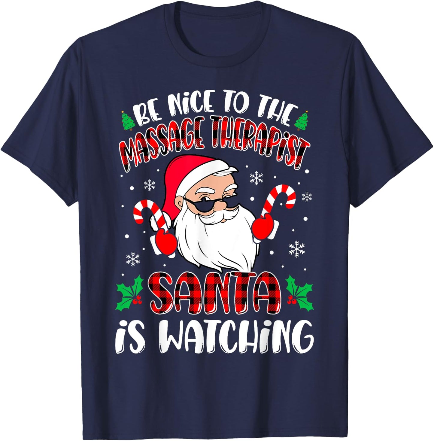 Massage Therapist Santa Funny Therapist Christmas T-Shirt - T-Shirt | Navy