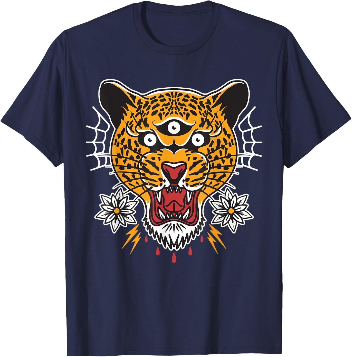 Vintage American Traditional Tattoo Flash Ink Trendy Jaguar T-Shirt - T-Shirt | Navy