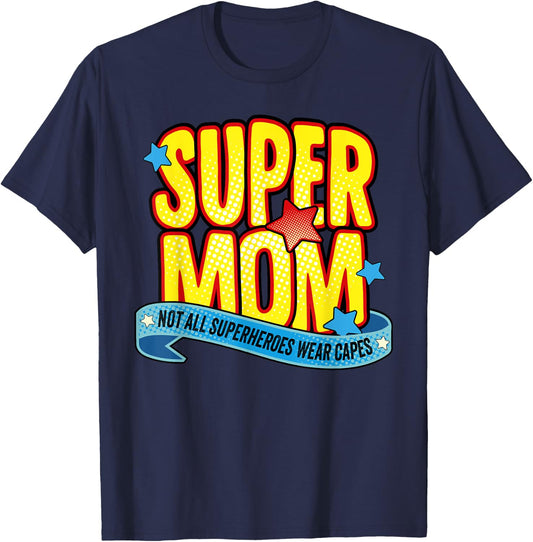 Super mom superhero mother cool retro vintage mother's day T-Shirt - T-Shirt | Navy