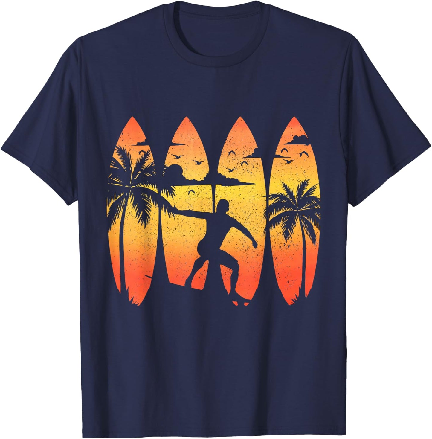 Surfer Surfboard Vintage Surfing Beach Summer Surf T-Shirt - T-Shirt | Navy