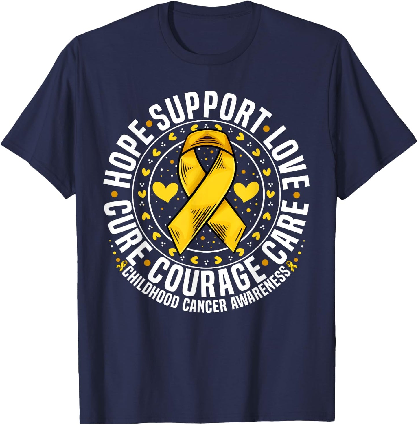 Childhood Cancer Support Family Childhood Cancer Awareness T-Shirt - T-Shirt | Navy