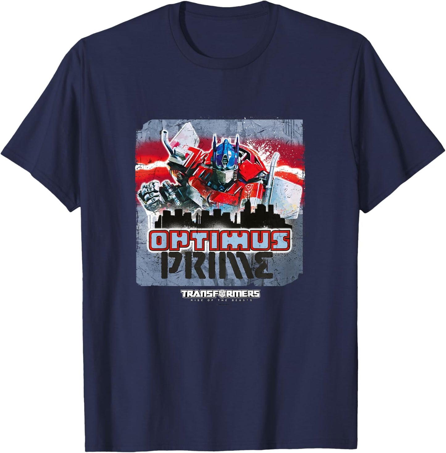 Transformers: Rise of the Beasts Optimus Distressed Shot T-Shirt - T-Shirt | Navy