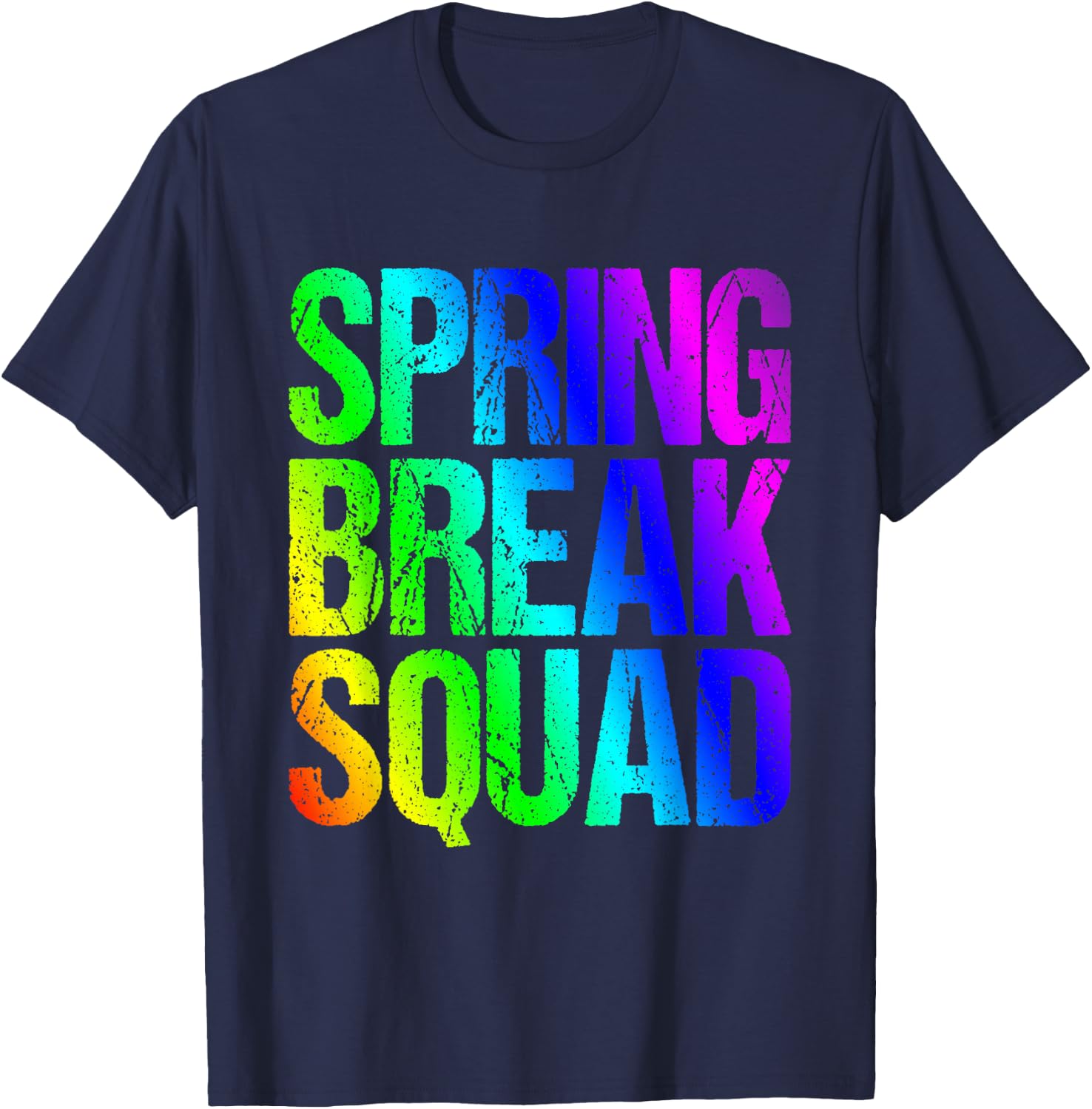 Spring Break Squad Rainbow Vintage Graphic 2026 T-Shirt - T-Shirt | Navy