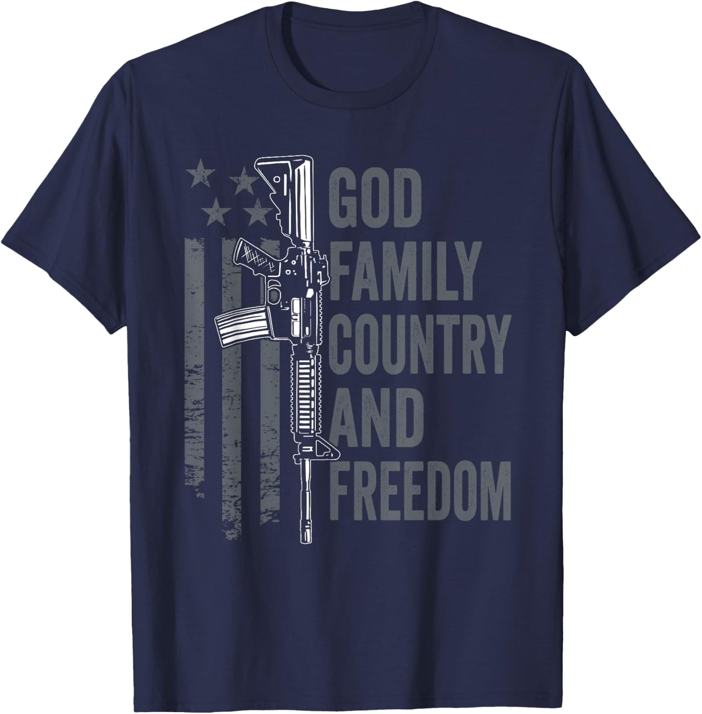 God Family Country Freedom - 2nd Amendment Pro Gun AR15 T-Shirt - T-Shirt | Navy