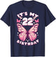 22nd Birthday, Girl 22 years, Butterflies and Number 22 T-Shirt - T-Shirt | Navy