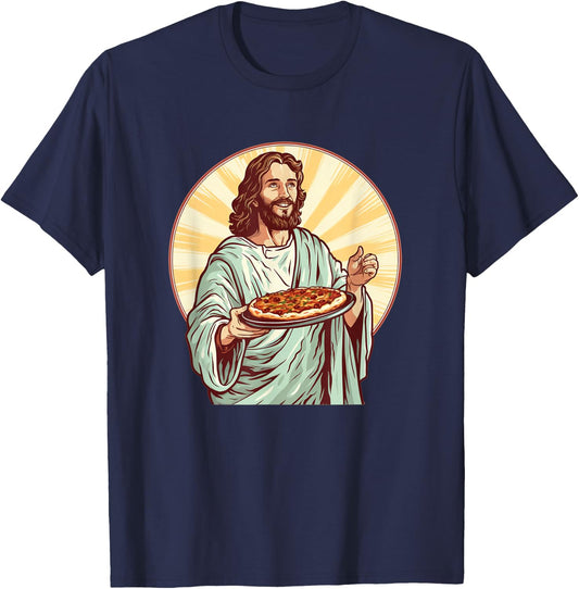 Jesus Pizza for holy Food and Lunch Time Lovers T-Shirt - T-Shirt | Navy