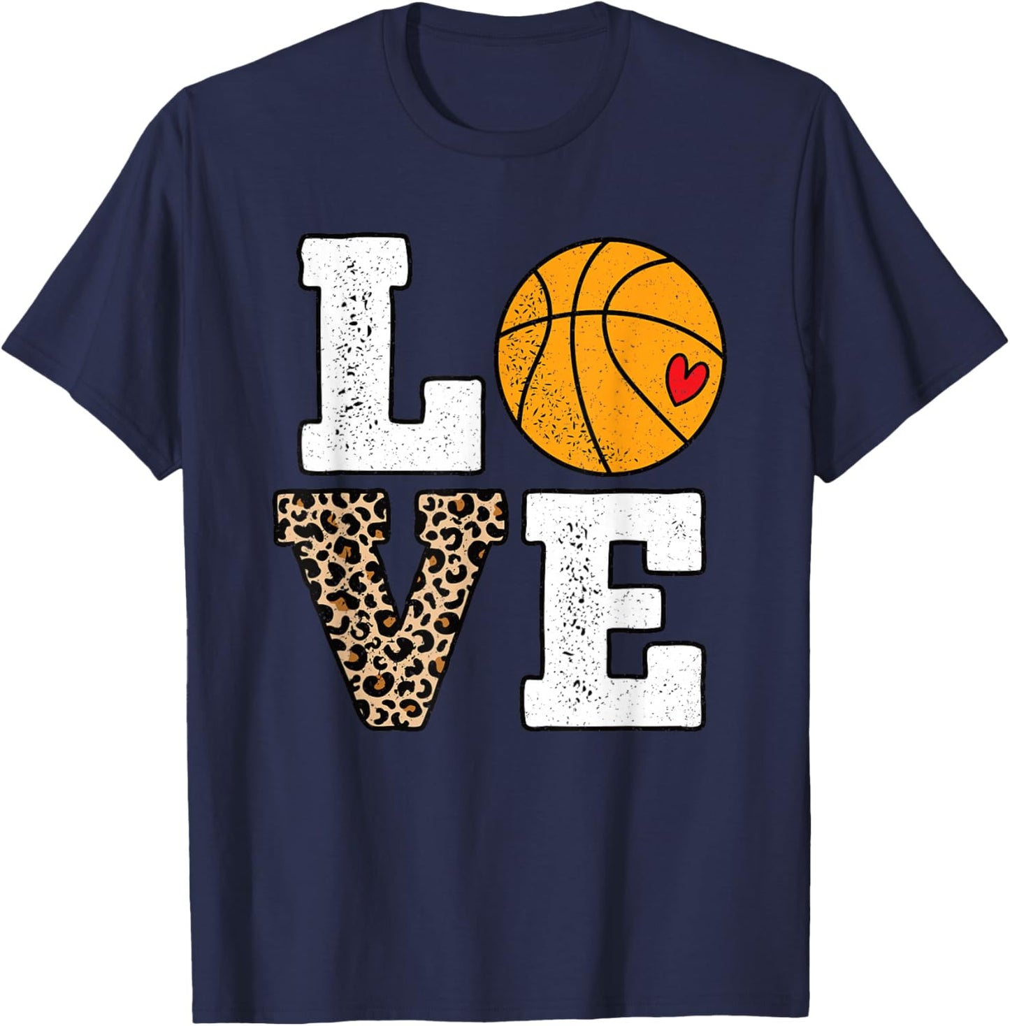 Cute Basketball Love Women Girls Kids T-Shirt - T-Shirt | Navy