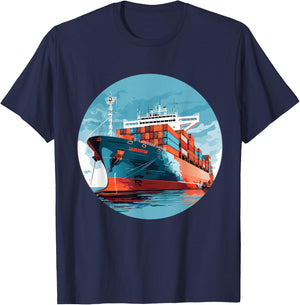 Big Transport Ship for Cargo Container Ships Lovers T-Shirt - T-Shirt | Navy