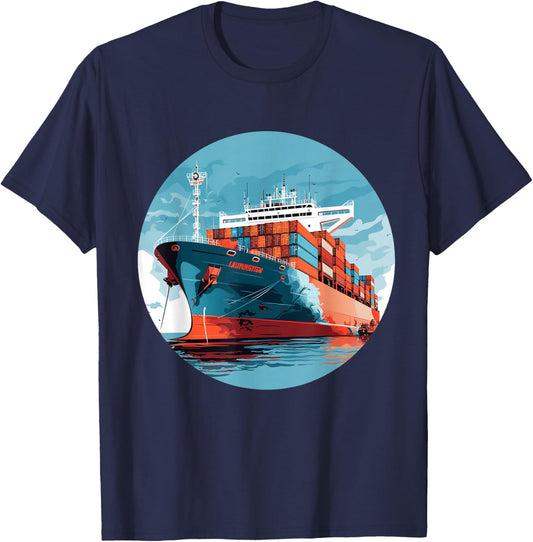 Big Transport Ship for Cargo Container Ships Lovers T-Shirt - T-Shirt | Navy